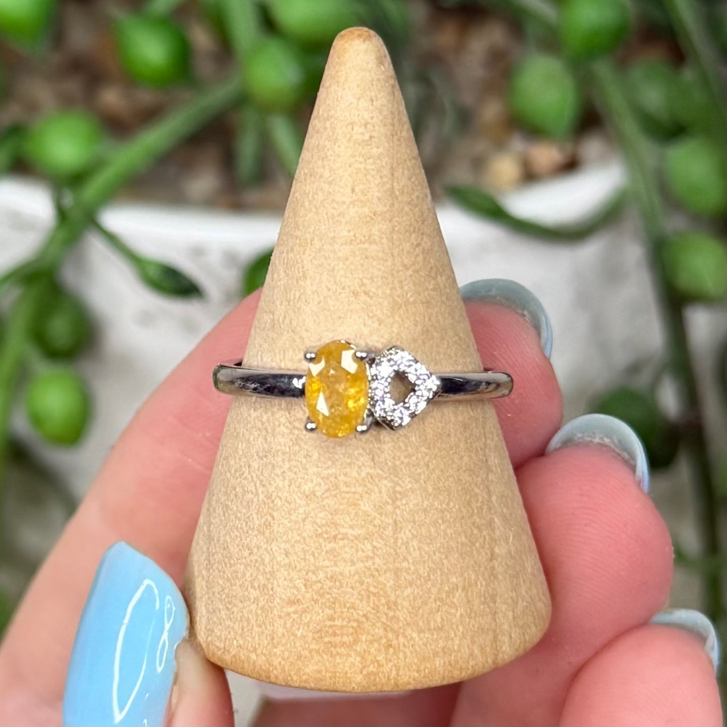 Watermelon Tourmaline White Copper Ring (Y371)