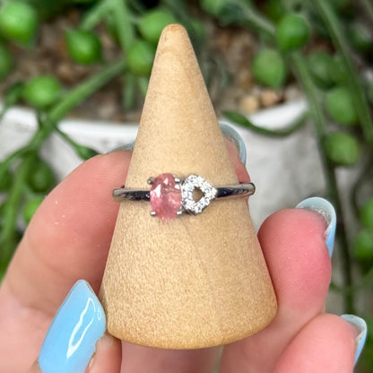 Watermelon Tourmaline White Copper Ring (Y378)