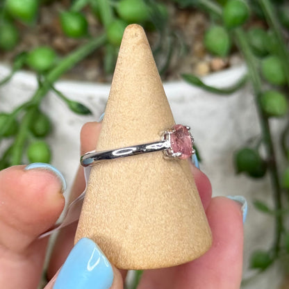 Watermelon Tourmaline White Copper Ring (Y378)