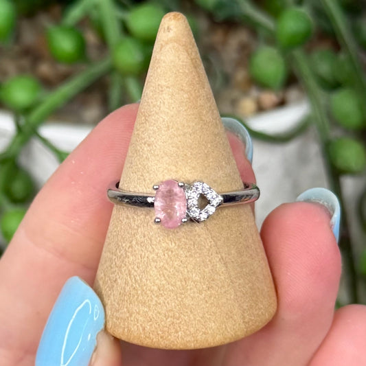 Watermelon Tourmaline White Copper Ring (Y377)