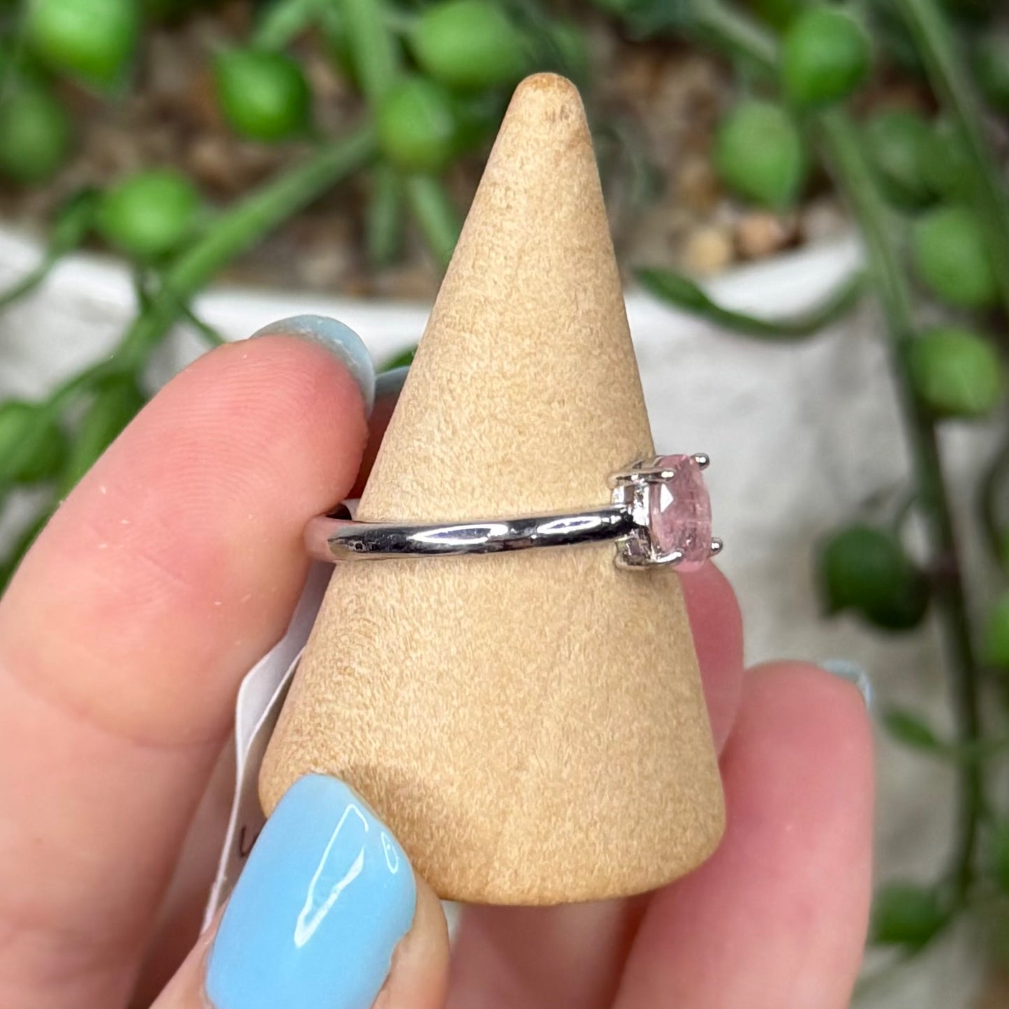 Watermelon Tourmaline White Copper Ring (Y377)