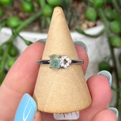 Watermelon Tourmaline White Copper Ring (Y375)