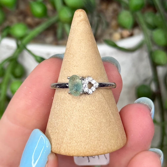 Watermelon Tourmaline White Copper Ring (Y375)