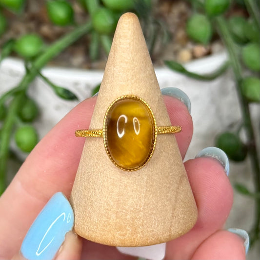 Tiger Eye Gold Plated Ring (W212)