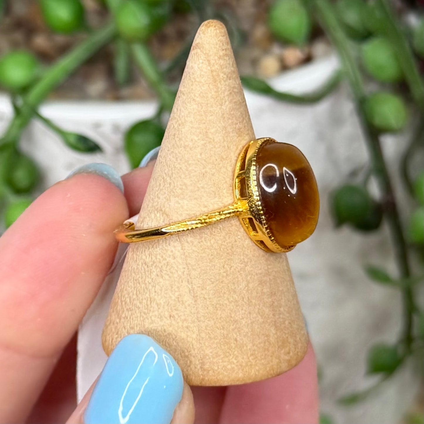 Tiger Eye Gold Plated Ring (W212)