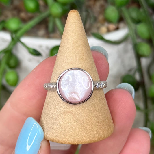 Pink Shell S925 Ring (W206)