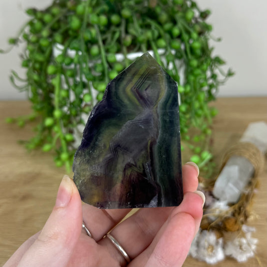 Rainbow Fluorite Slab Point (O667)