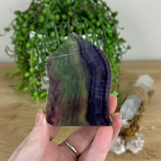 Rainbow Fluorite Slab Point (O665)