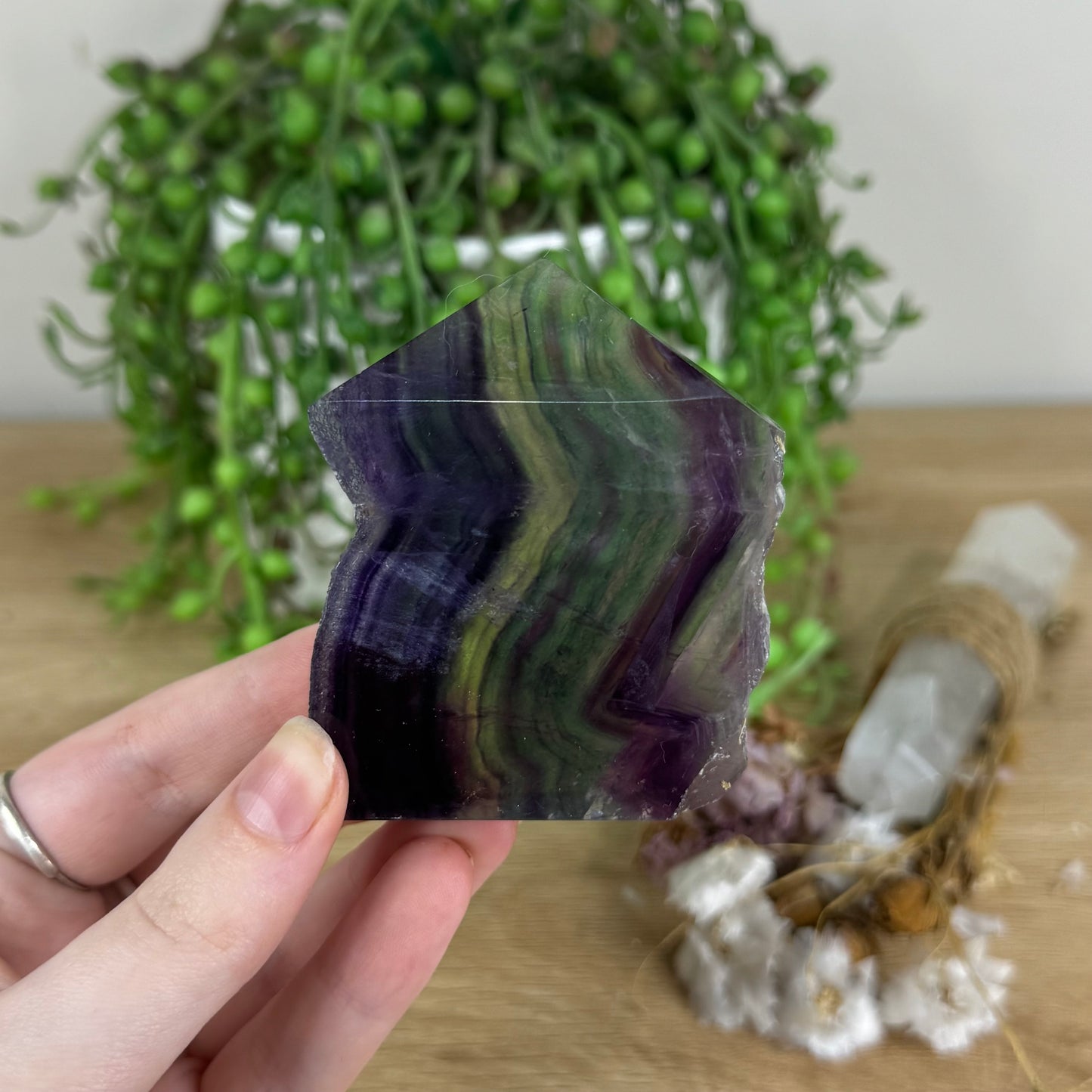 Rainbow Fluorite Slab Point (O662)