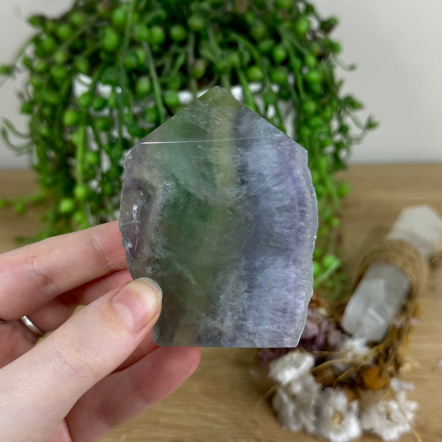 Rainbow Fluorite Slab Point (O664)