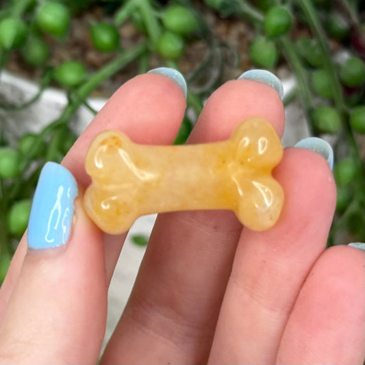 Yellow Calcite Mini Dog Bone