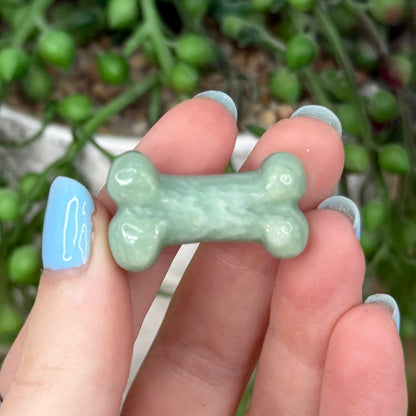 Green Aventurine Mini Dog Bone