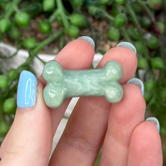 Green Aventurine Mini Dog Bone
