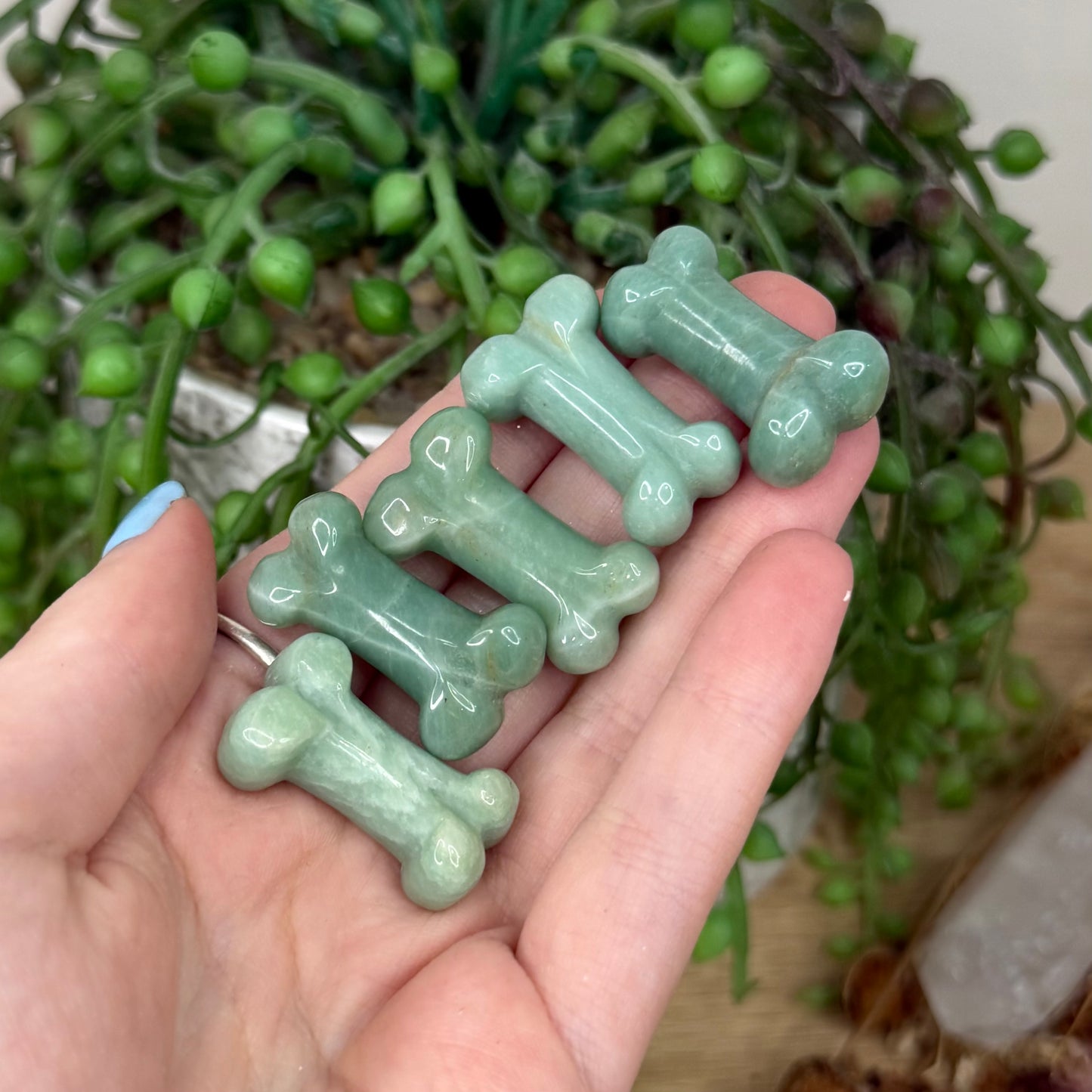 Green Aventurine Mini Dog Bone