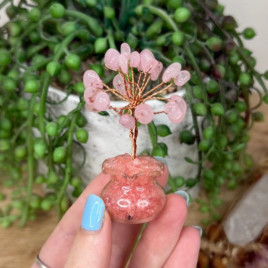 Dark Rose Quartz Mini Chip Tree