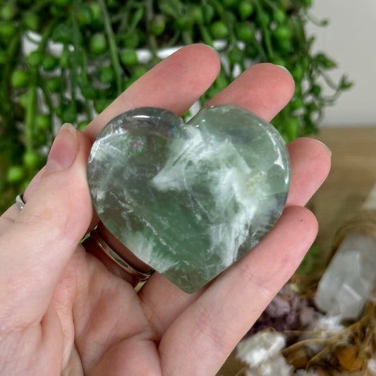 Rainbow Feather Fluorite Heart (O628)