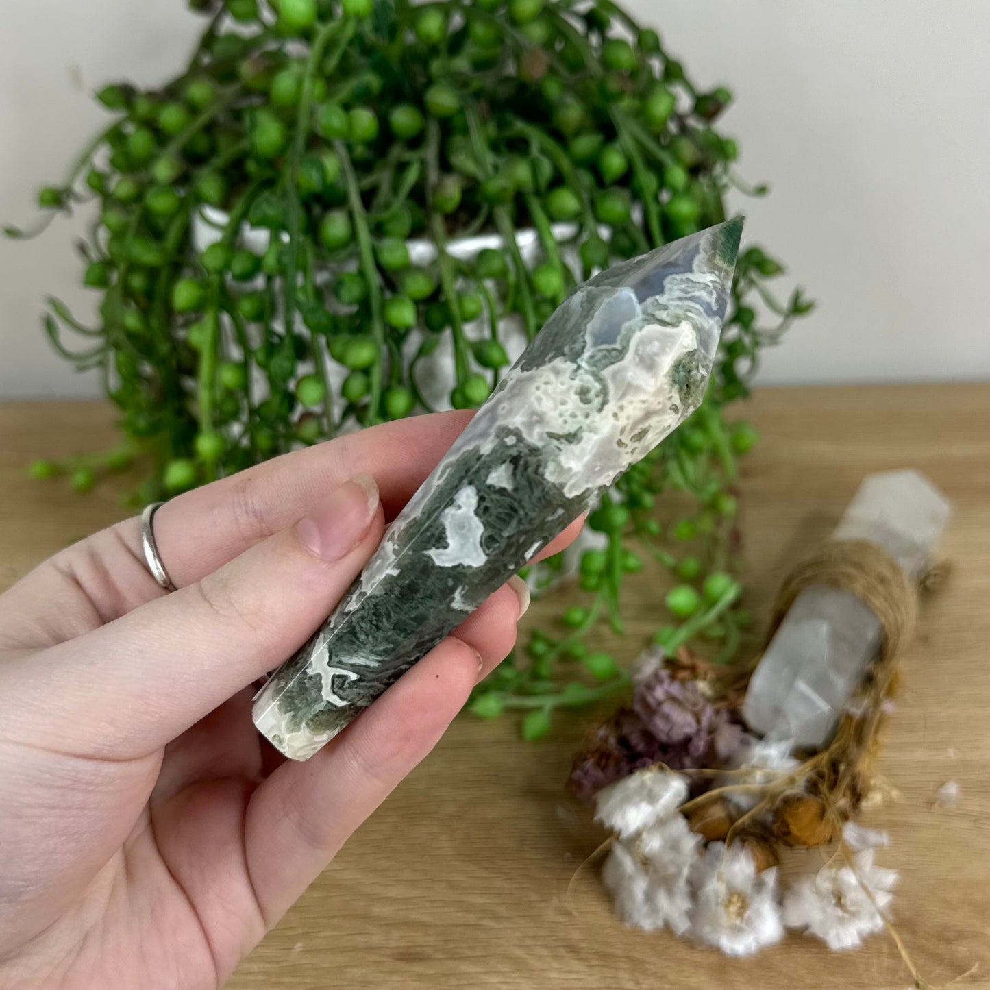 Moss Agate Wand (O684)