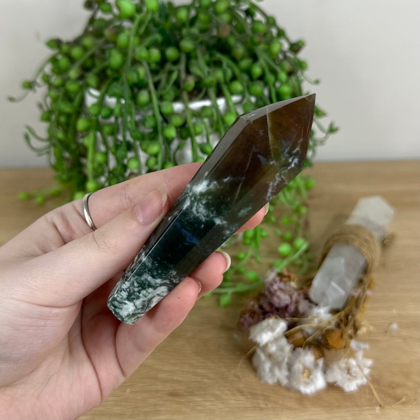 Moss Agate Wand (O682)