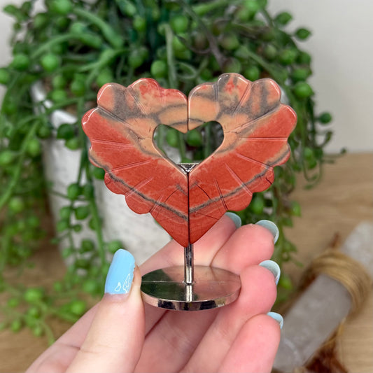 Red Jasper Heart On Stand (Z239)