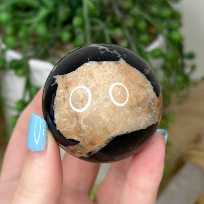 Black Tourmaline In Feldspar Sphere (Z281)