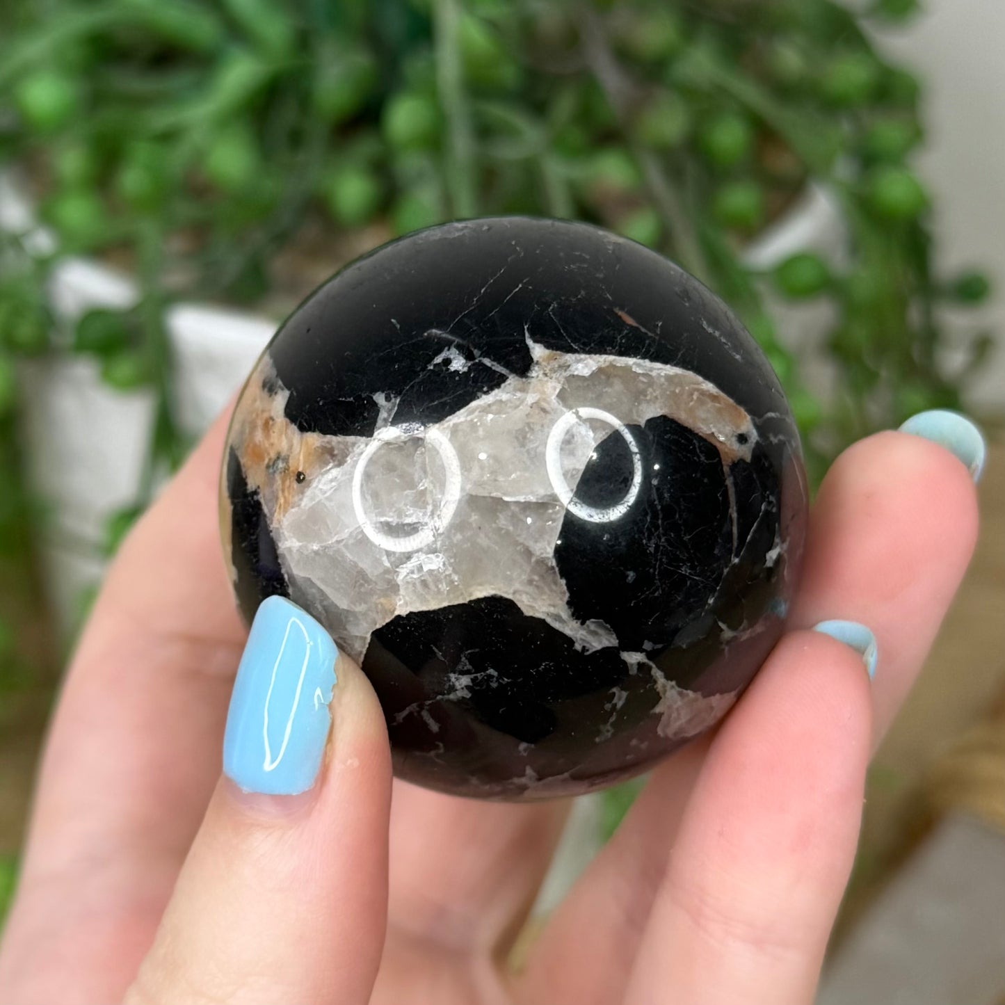 Black Tourmaline In Feldspar Sphere (Z281)