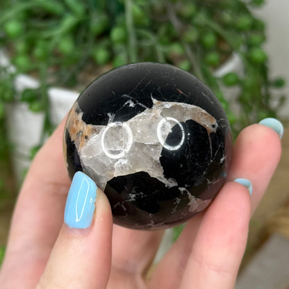 Black Tourmaline In Feldspar Sphere (Z281)