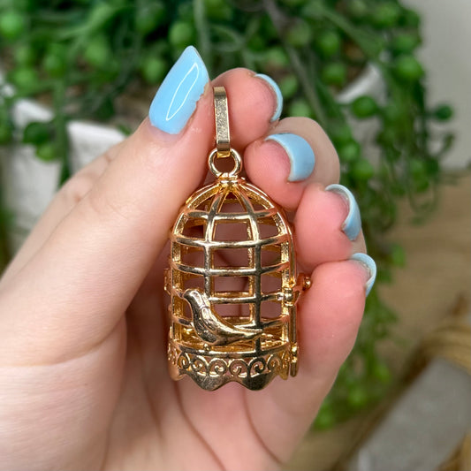 Rose Gold Bird Cage Pendant