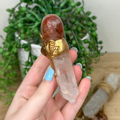 Fire Quartz / Clear Quartz Wand (Z173)