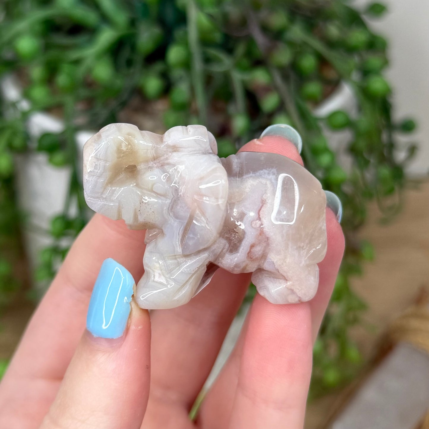 Pink Amethyst / Flower Agate Elephant (Z166)