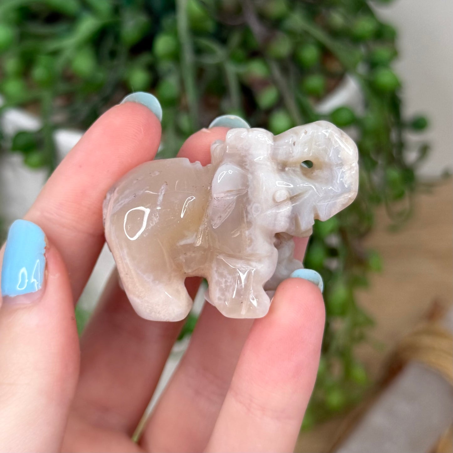 Pink Amethyst / Flower Agate Elephant (Z166)