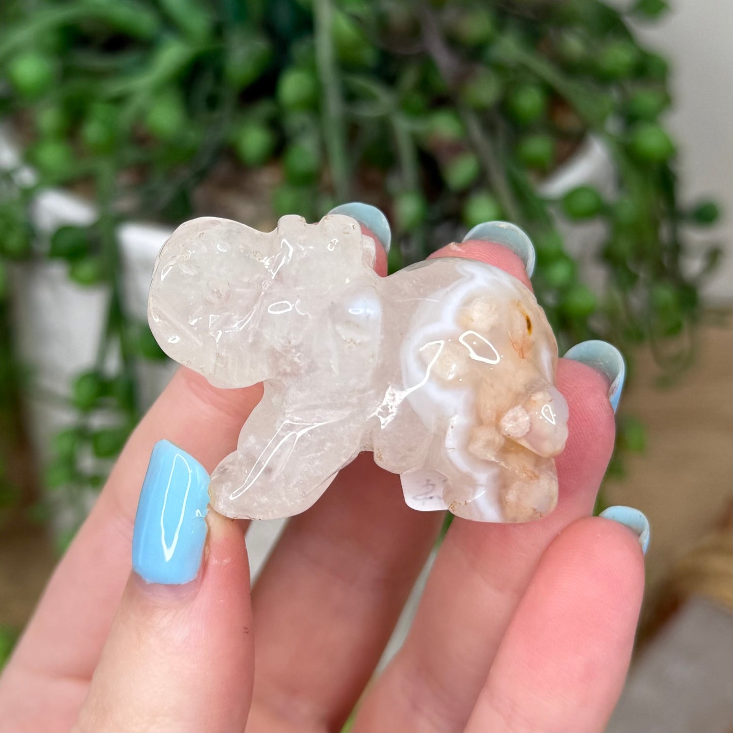 Pink Amethyst / Flower Agate Elephant (Z171)