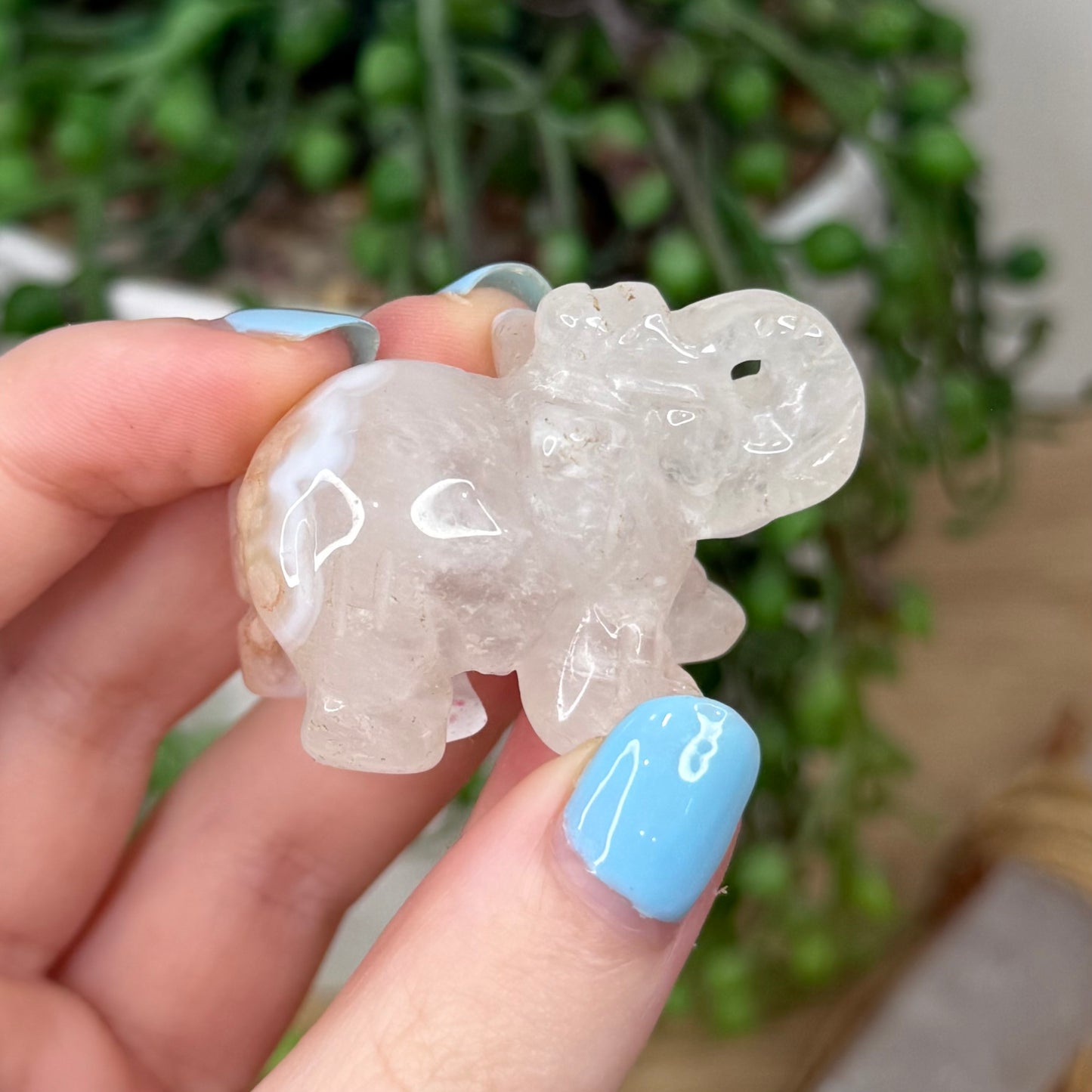 Pink Amethyst / Flower Agate Elephant (Z171)