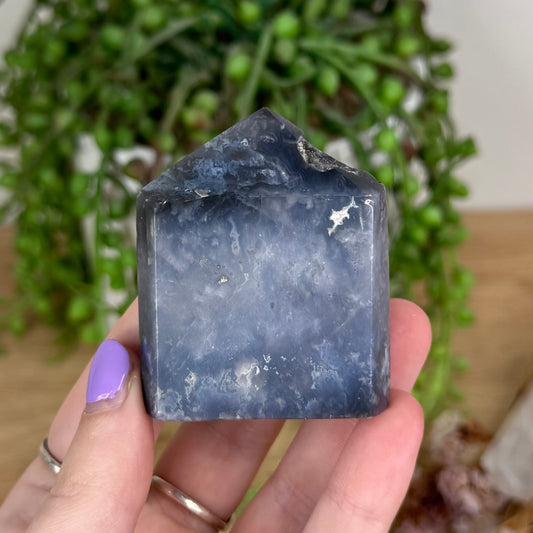 Blue Plume Agate Domino Point (T517)