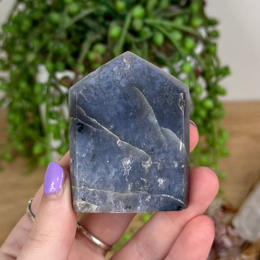 Blue Plume Agate Domino Point (T519)