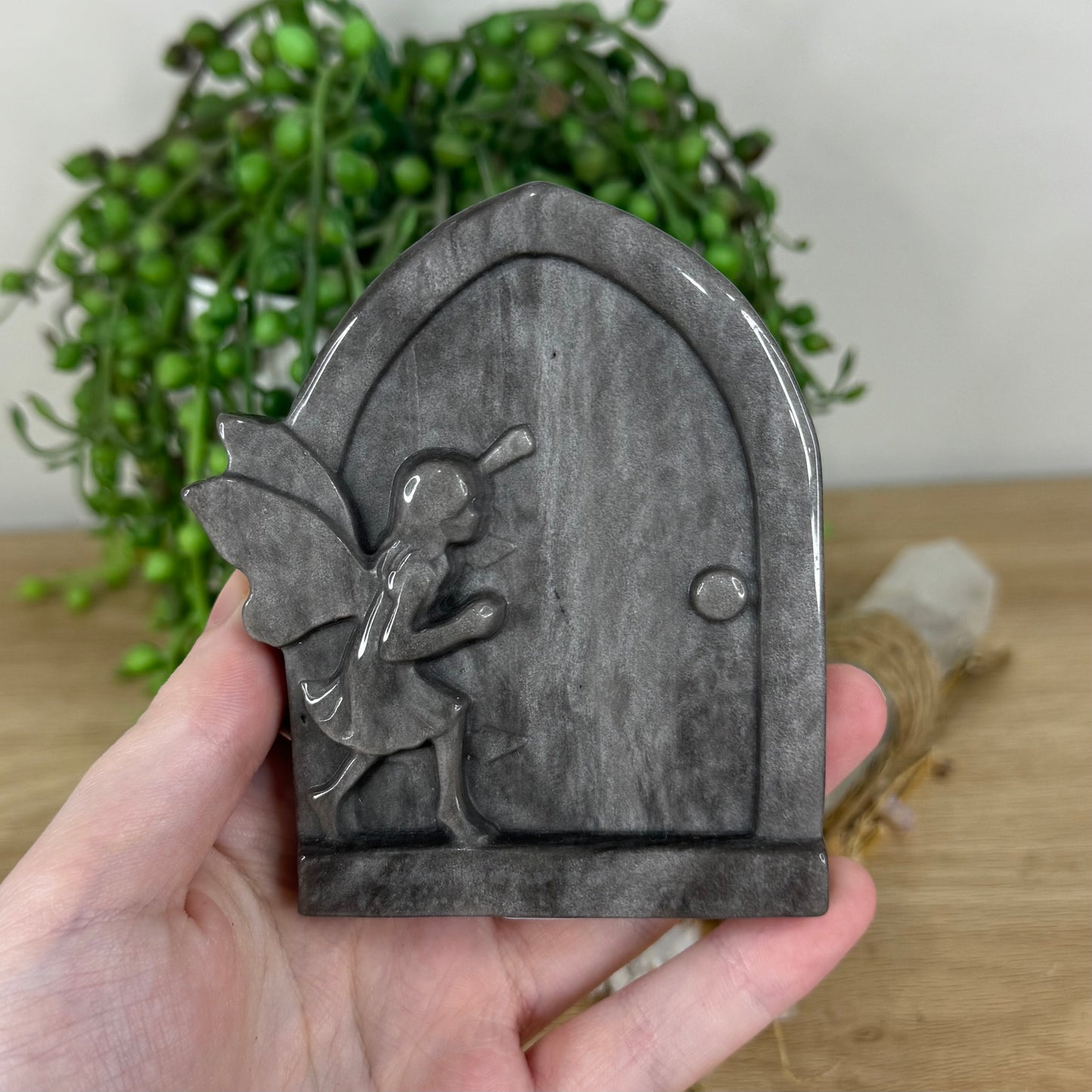 Silver Sheen Obsidian Fairy Door (O960)