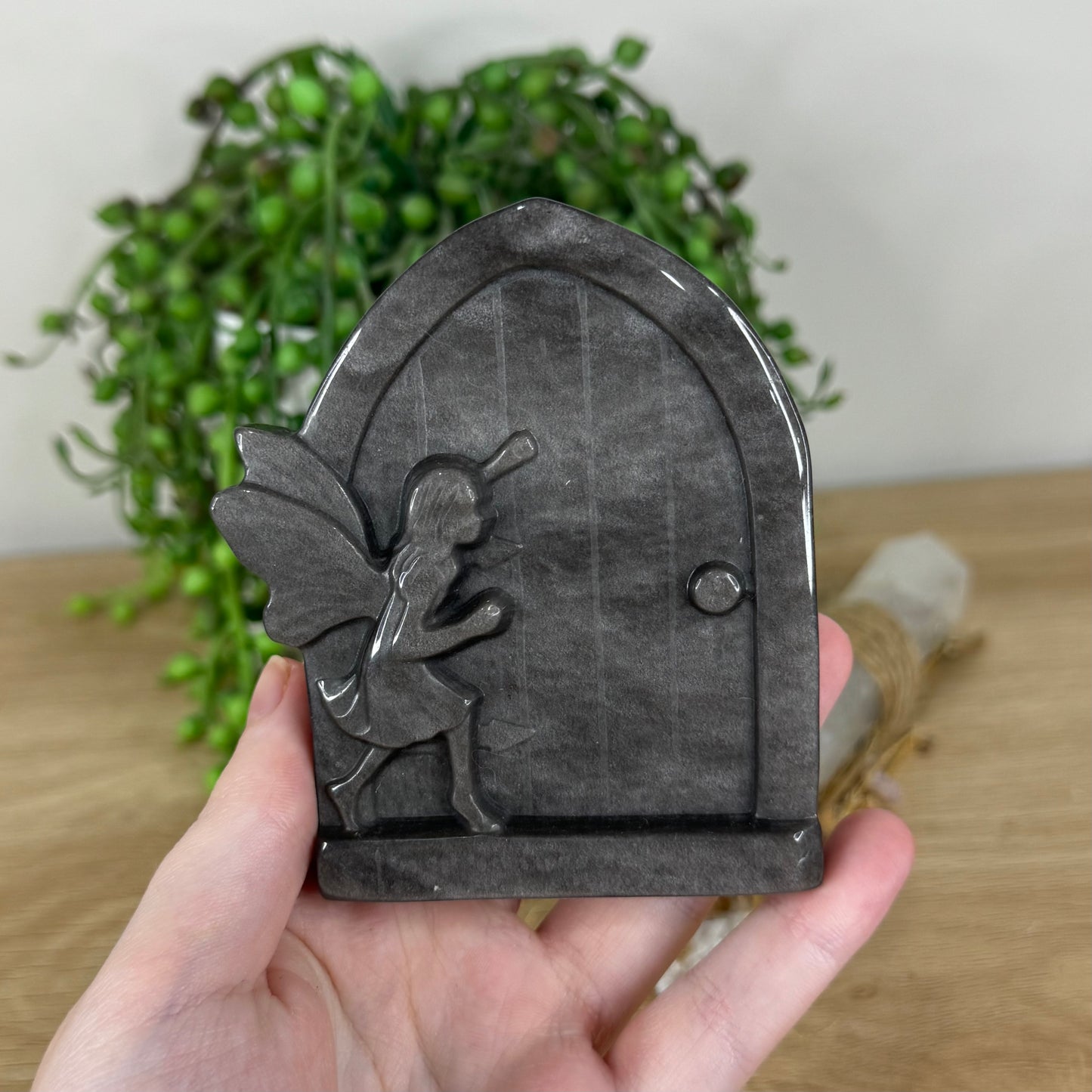 Silver Sheen Obsidian Fairy Door (O959)