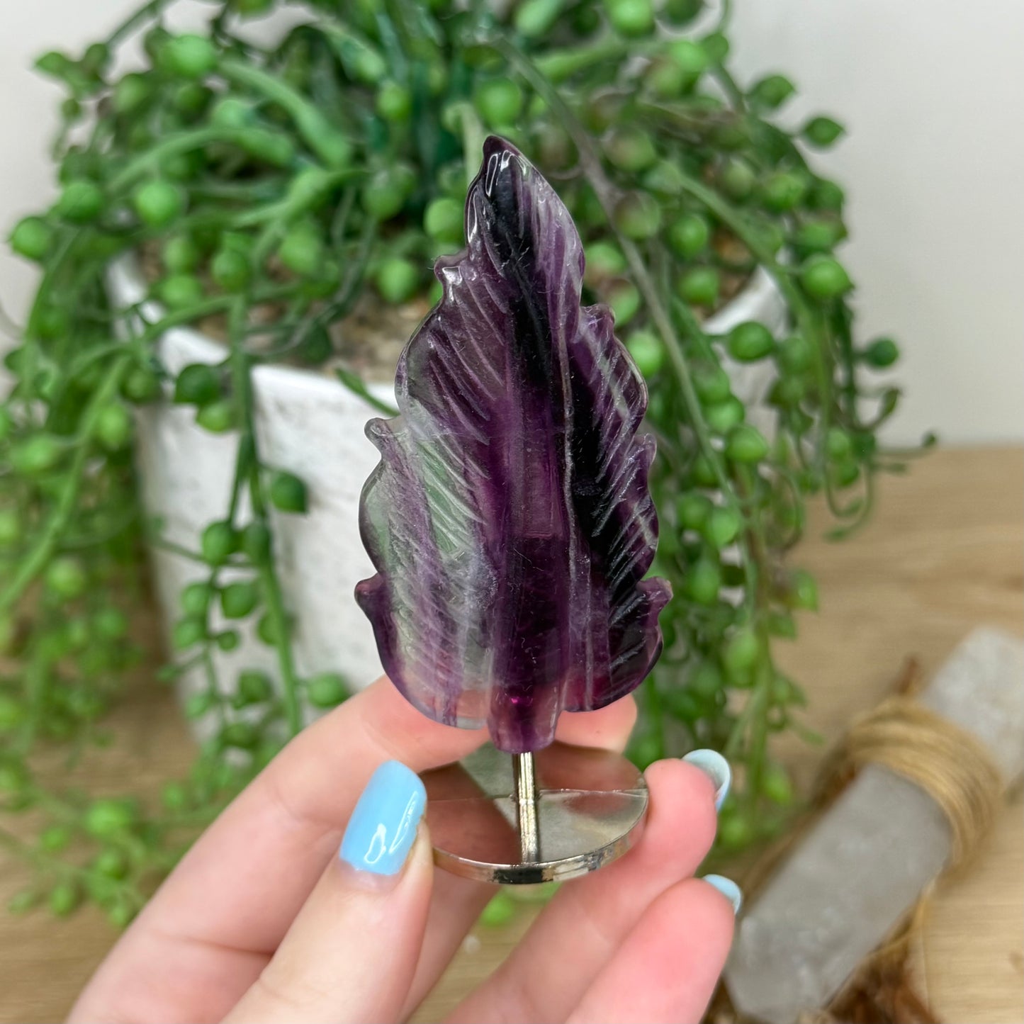 Purple Fluorite Feather On Stand (Z188)
