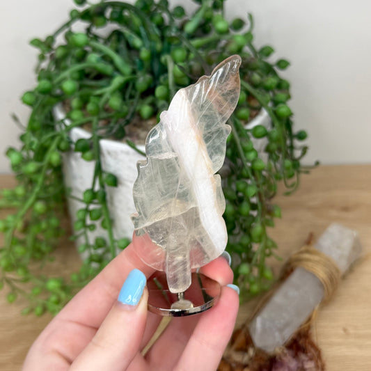 Fire Quartz Feather On Stand (Z186)