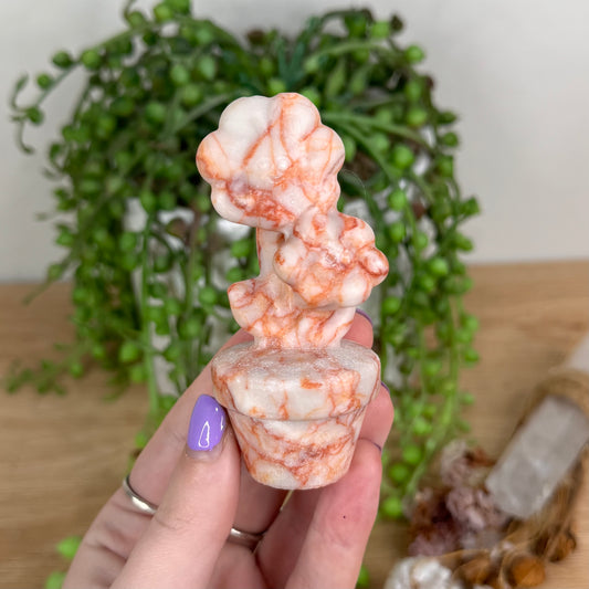 Red Vein Jasper Double Flower Pot (T683)