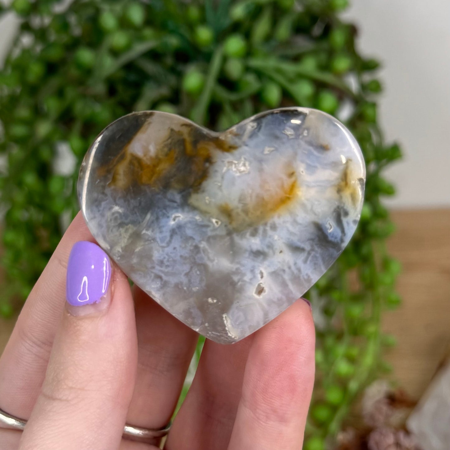 Plume Agate Heart (T550)