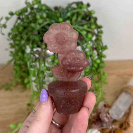 Strawberry Quartz Double Flower Pot (T681)