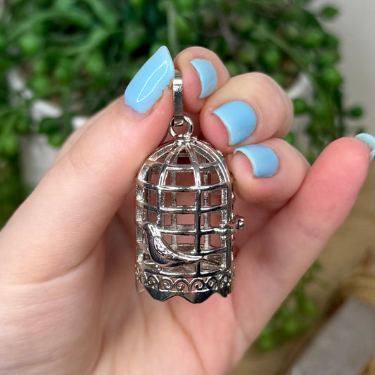 Silver Bird Cage Pendant