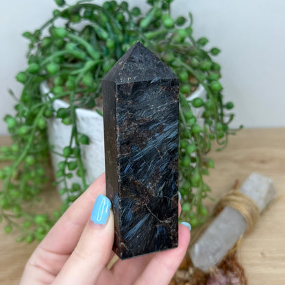 Garnet In Astrophyllite Point (U779)