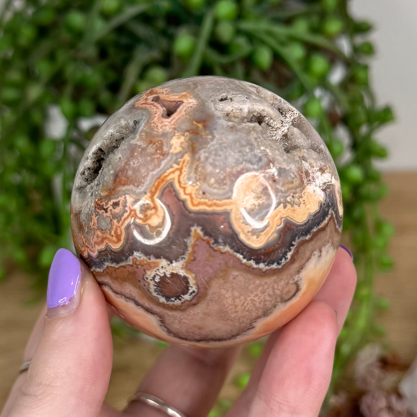 Pink Crazy Lace Agate Sphere (T557)