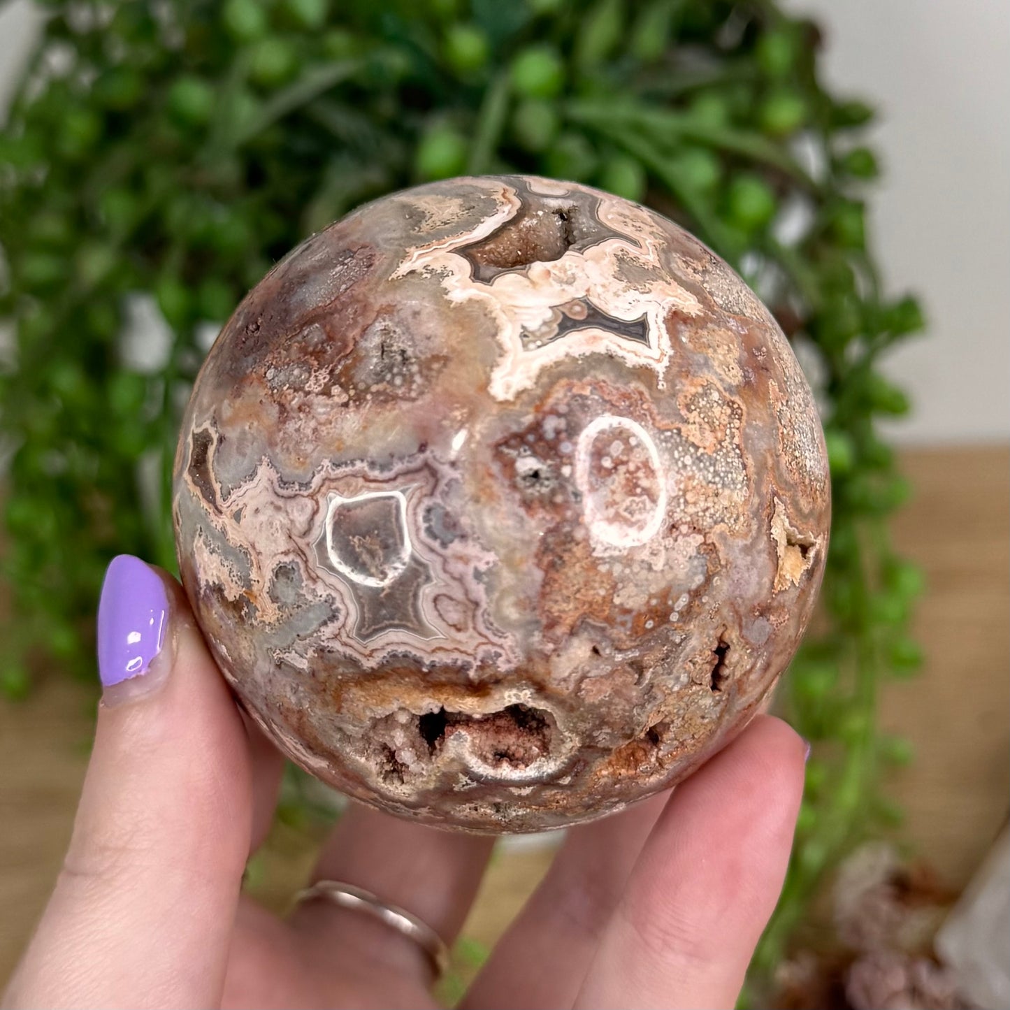 Pink Crazy Lace Agate Sphere (T558)