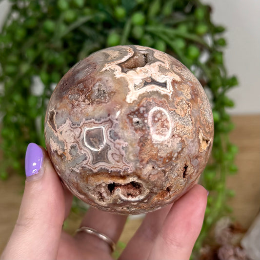 Pink Crazy Lace Agate Sphere (T558)