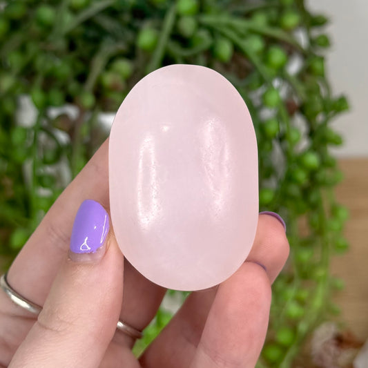 Pink Mangano Calcite Palm Stone (T296)