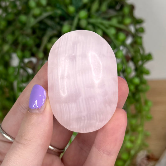 Pink Mangano Calcite Palm Stone (T297)