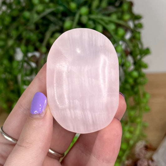 Pink Mangano Calcite Palm Stone (T299)