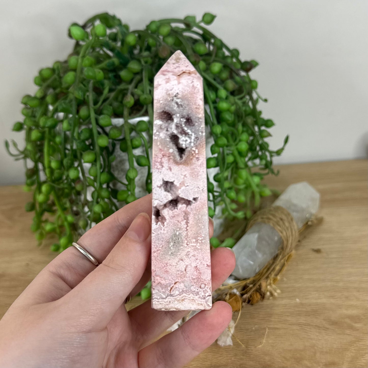 Pink Indonesian Agate Tower (P21)